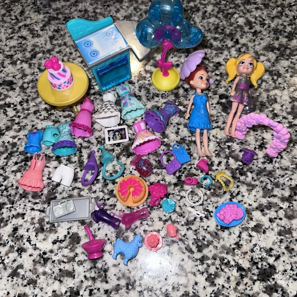 Polly Pocket Lot Miscellaneous Items 2Dolls